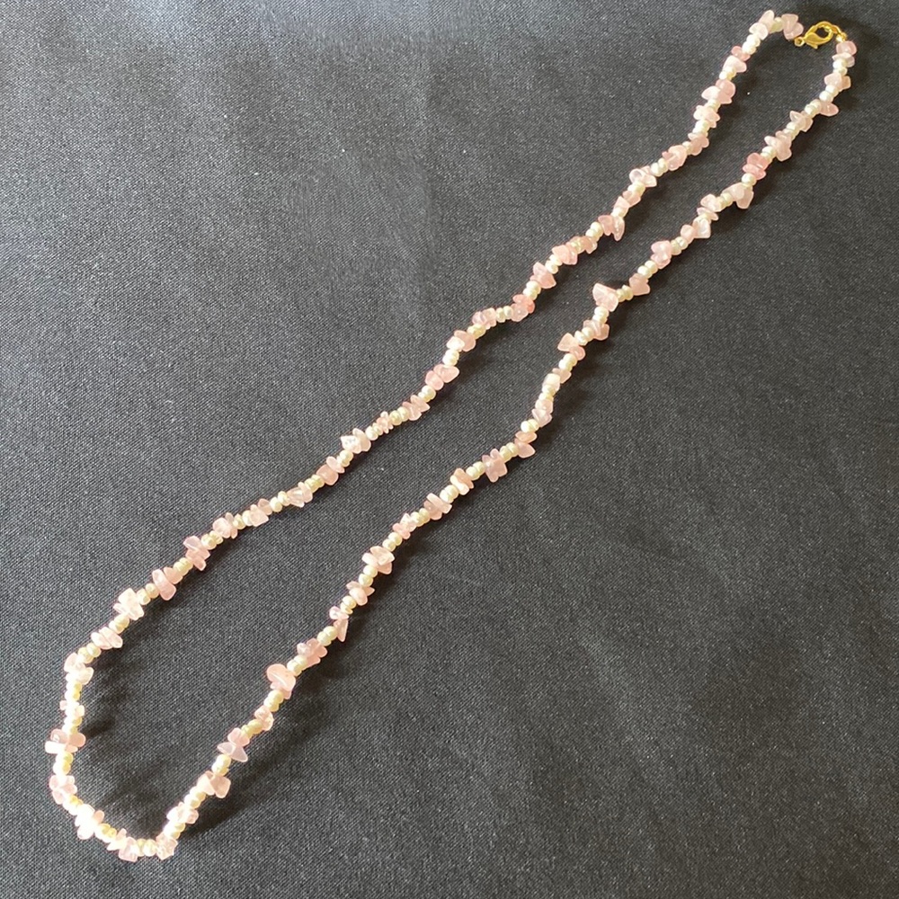 Vintage Pink Puka Shell & White Bead Necklace